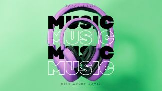 music streaming graphic with headphones icon