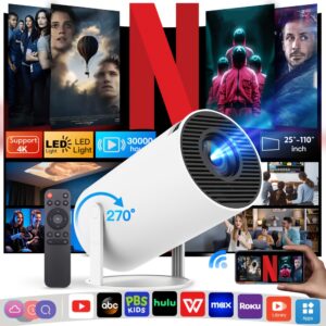 Built In Android 11.0 System Portable Mini Projector-400ANSI 4K Support