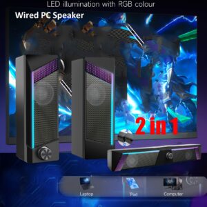 2-in-1 RBB Light Up Wired Esports Gaming Speaker