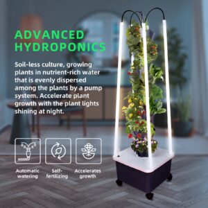 Vertical Hydroponic Growing System Tower With LED Grow Lights