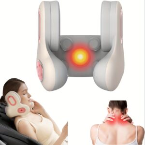 Wireless Neck Massager with 3D Kneading & Heat - Portable Cervical Massager for Shoulder Unisex Home/Office Use (Men & Women)